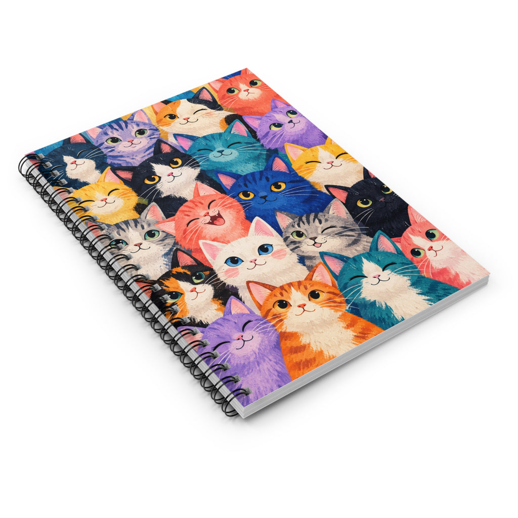 Colorful Cat Pattern Spiral Ruled Notebook