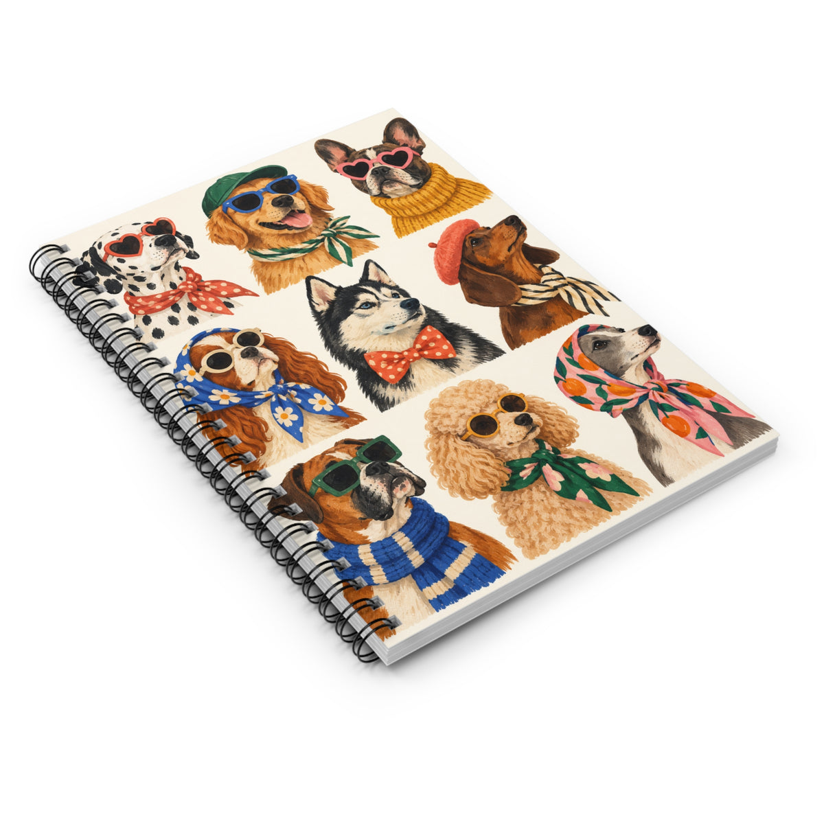 Fashionable Pups:  Spiral Ruled Notebook