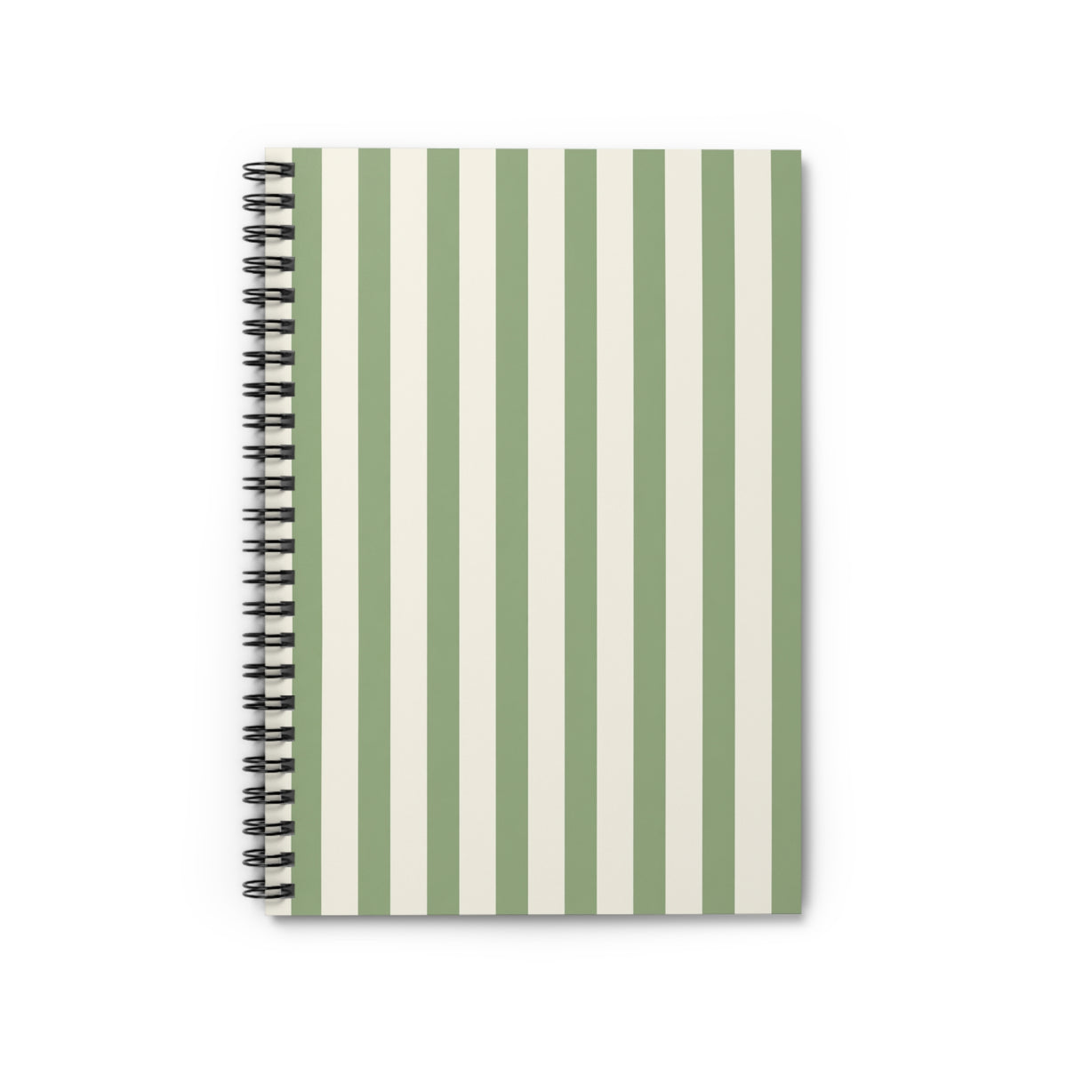 Olive Grove: Sage Green + Cream Stripe Spiral Notebook