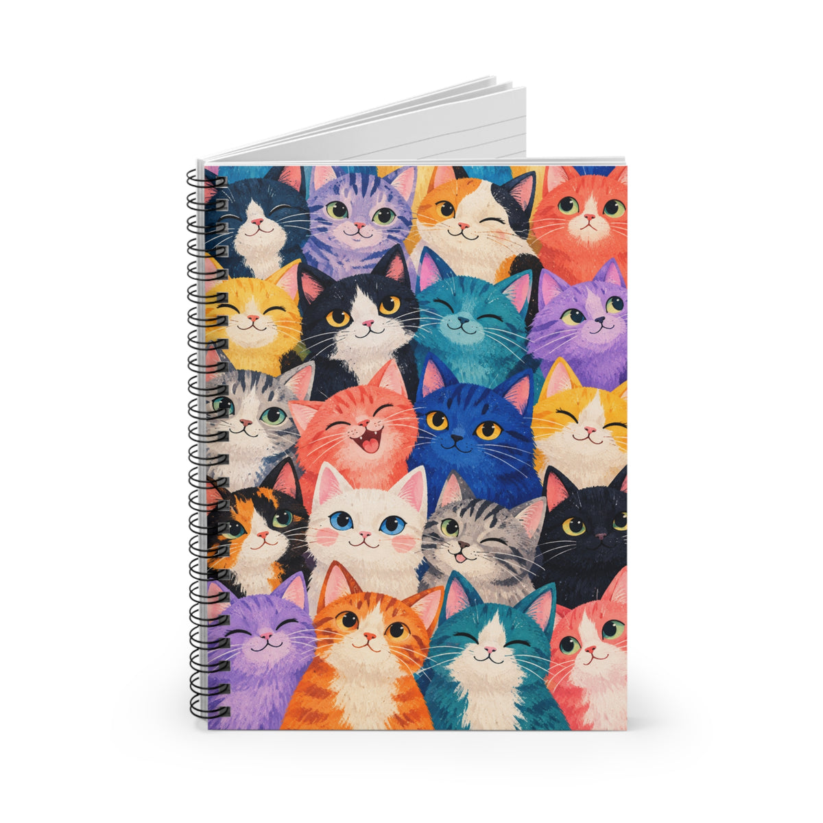 Colorful Cat Pattern Spiral Ruled Notebook